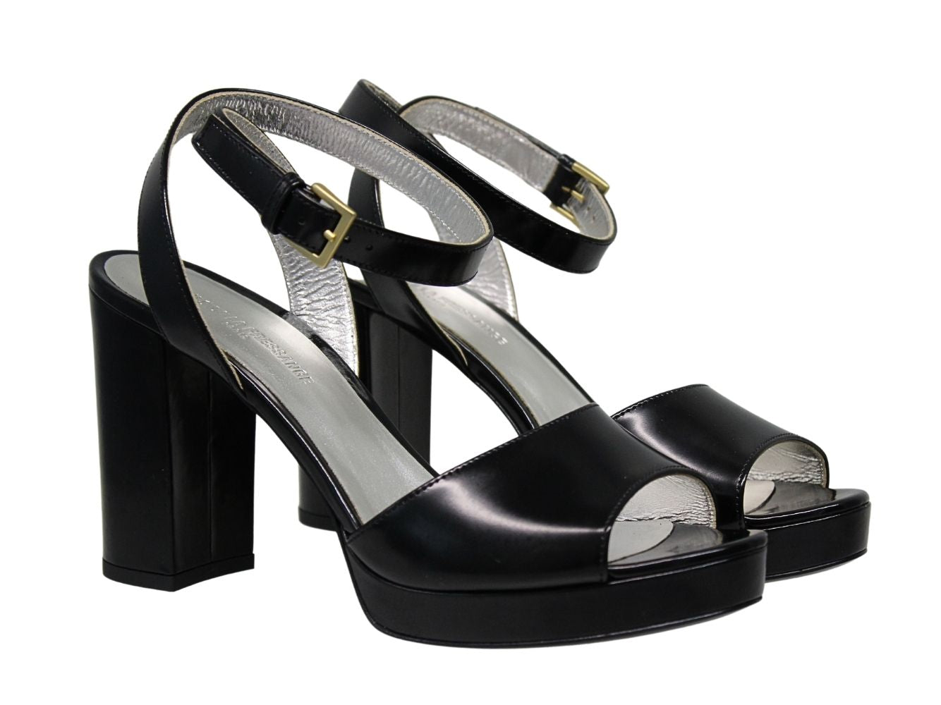 5qty NEW  / Sandales Laura compensées 80 en cuir -  Nero