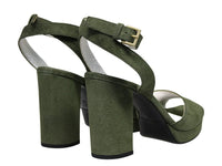 1qty NEW  / Sandales Laura compensées 80 en cuir -  Verde
