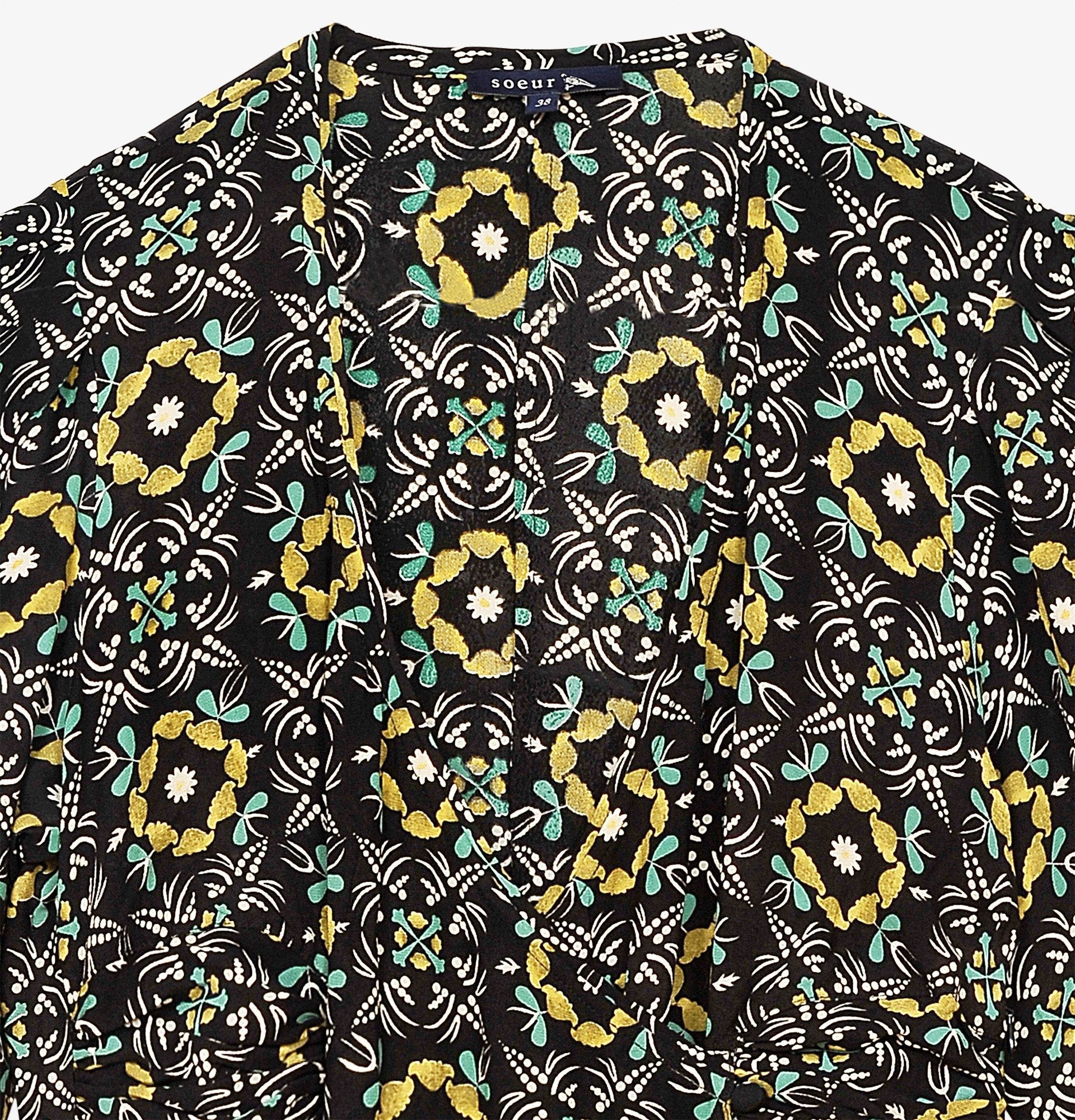 VERT/OCRE ROBE CHAINE & TRAME ESTHER