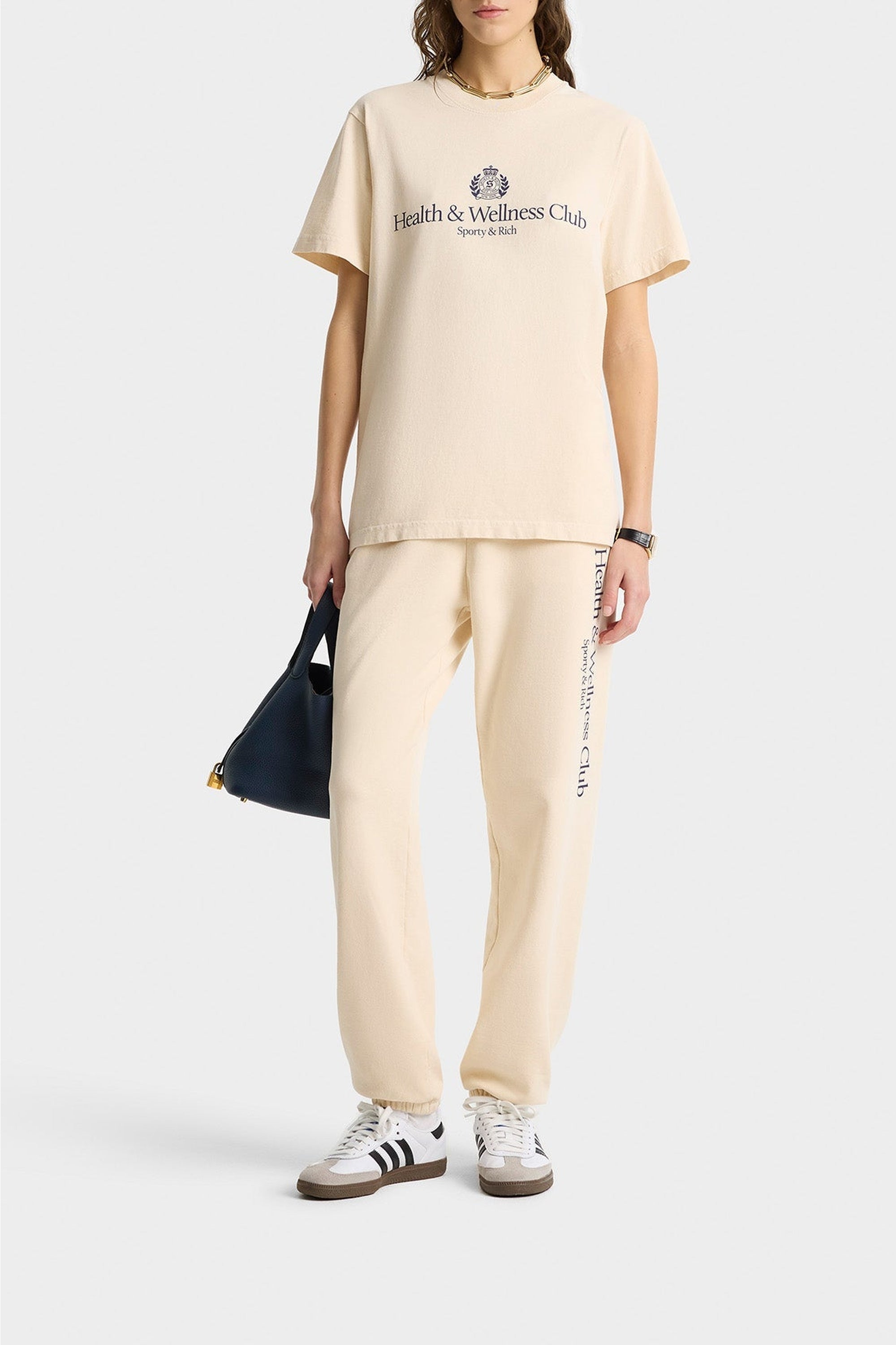 H&W Crest printed sweatpants - Cream