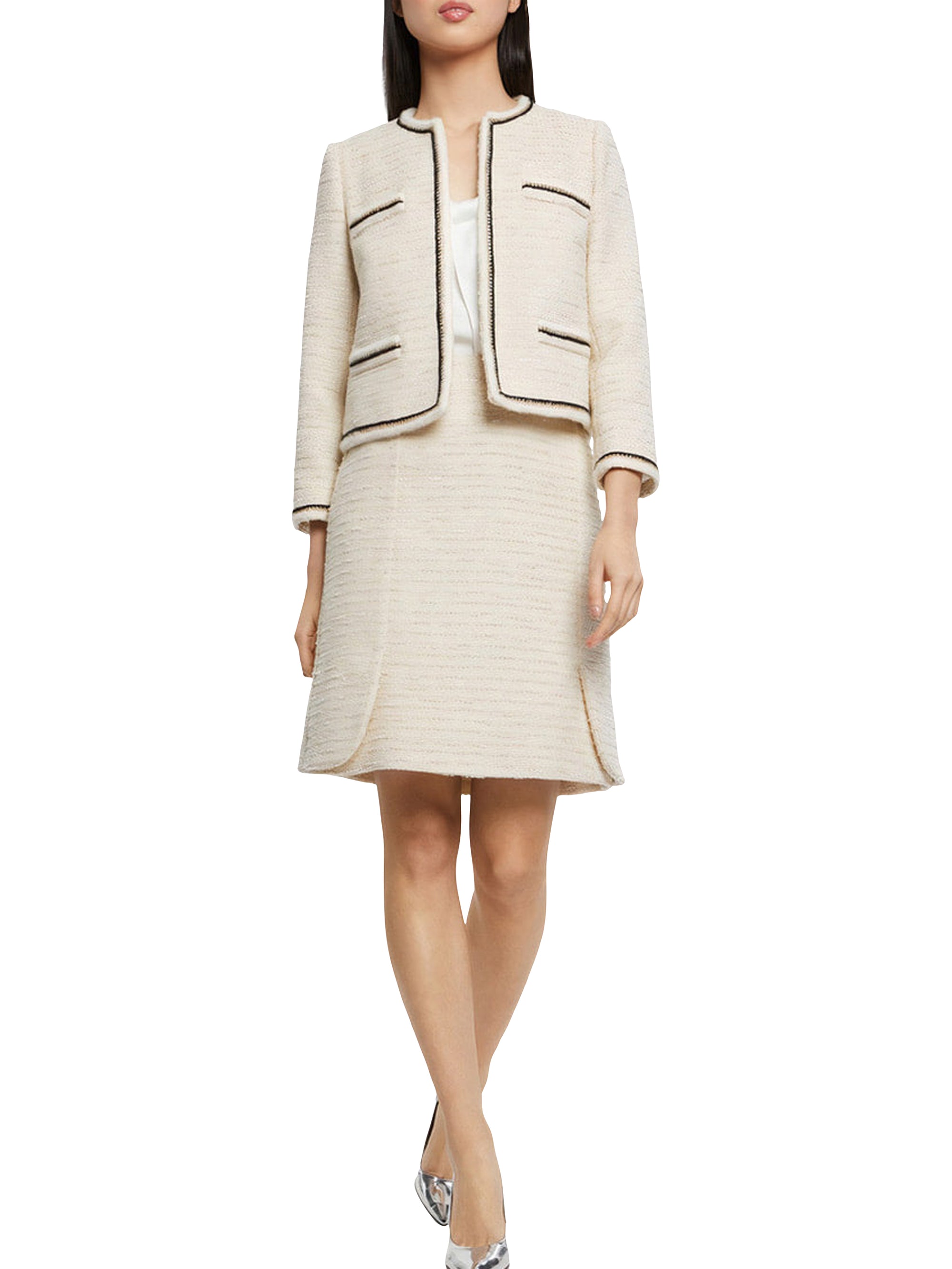 Tweed A-line mini-skirt - Ecru