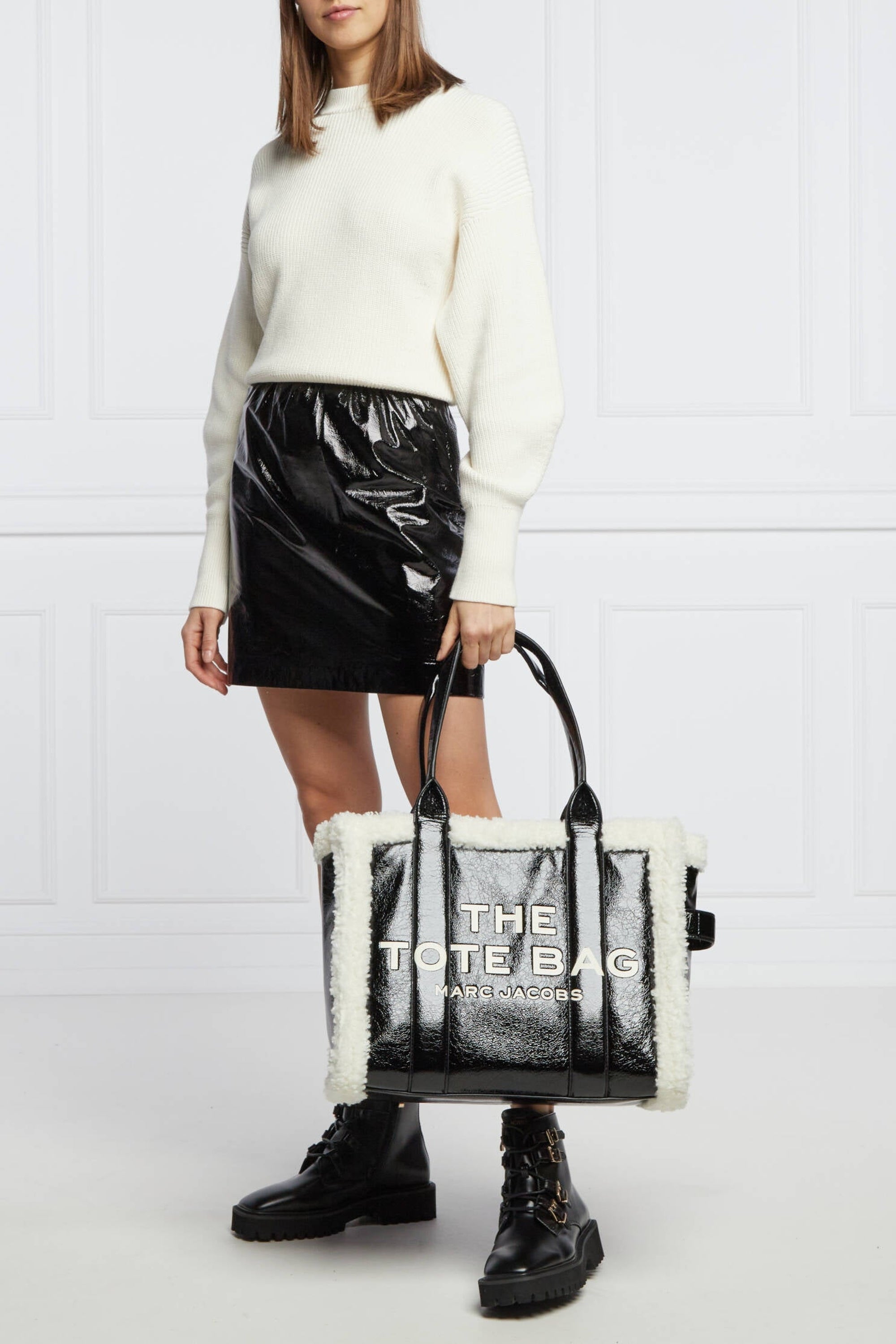 GRAND   Grand sac The Tote Bag en cuir - Black & White