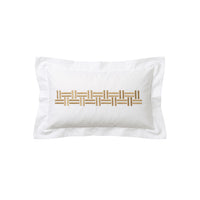 Taie d'oreiller boudoir Basket Weave Embroidery en coton - Tranquil Green & Savage Beige