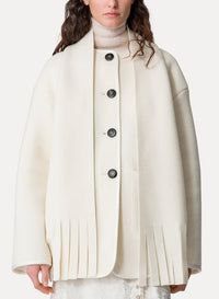 Manteau court en laine avec écharpe amovible - Rice