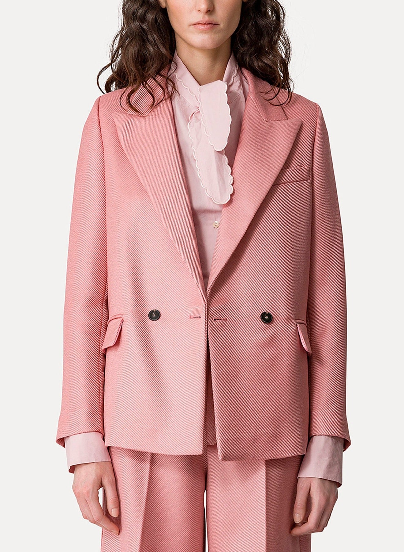 Veste croisée en laine - Rose