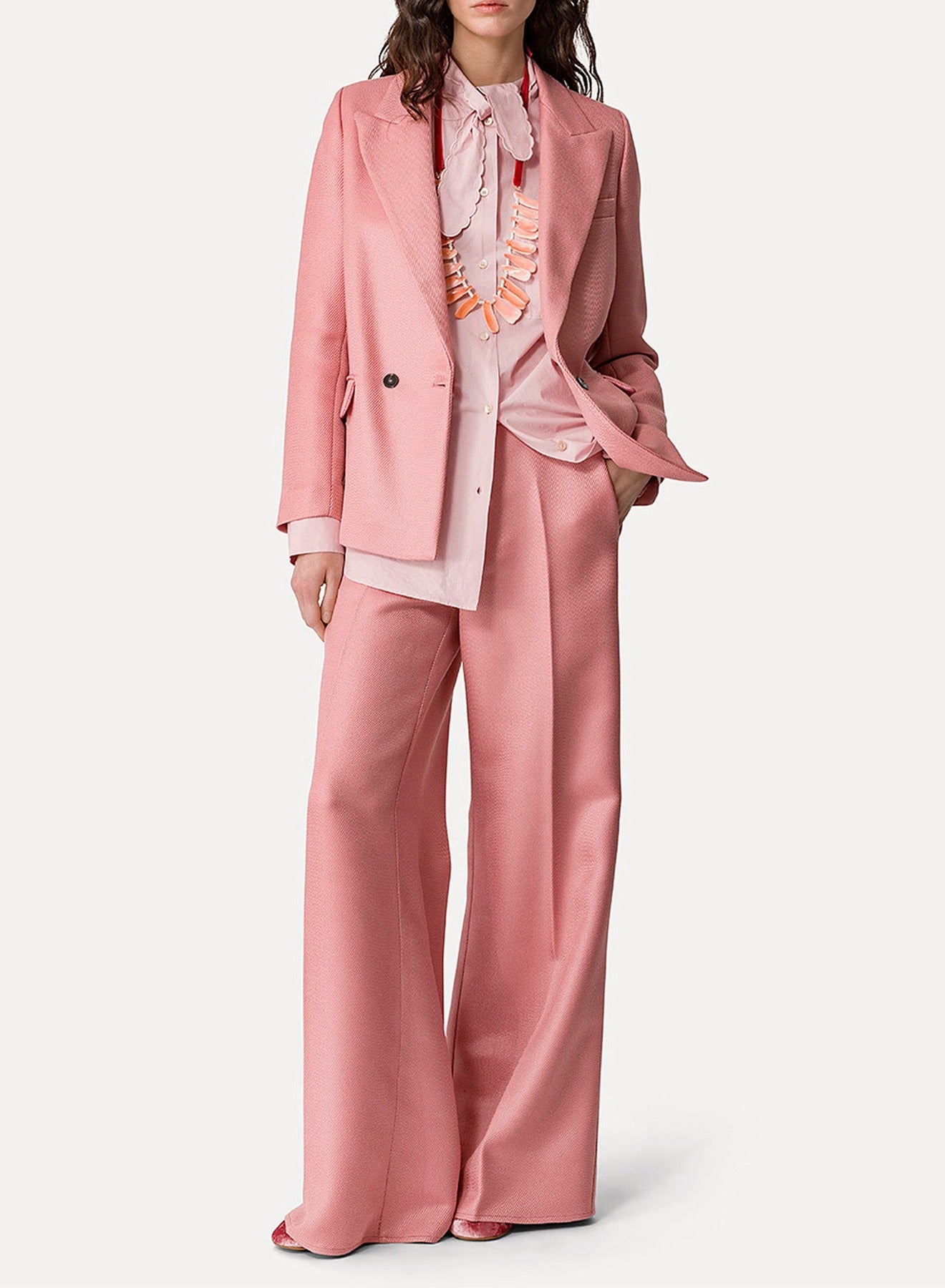Veste croisée en laine - Rose