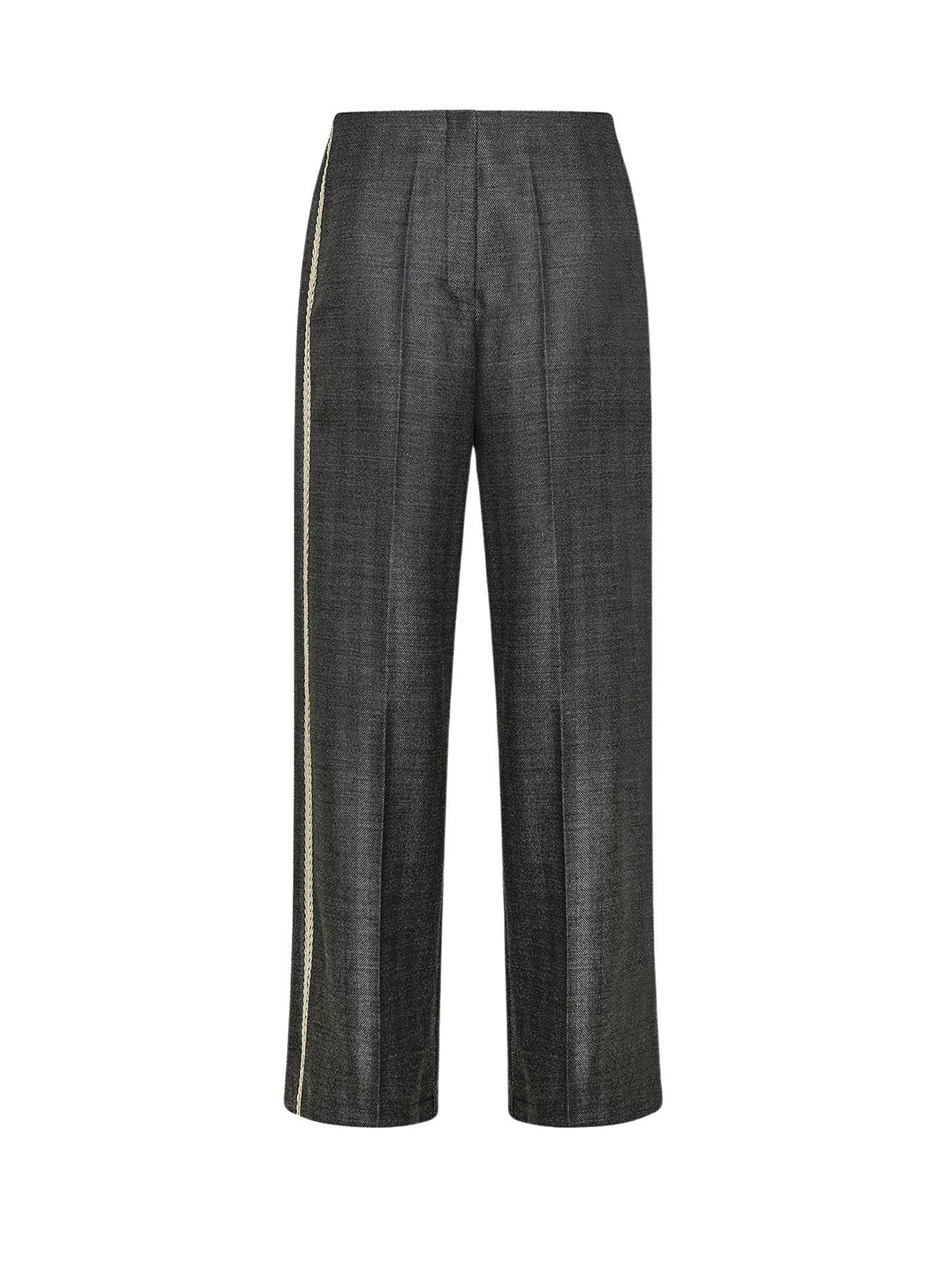 Pantalon en laine à chevrons ornée de bijoux - Grey