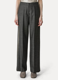 Pantalon en laine à chevrons ornée de bijoux - Grey