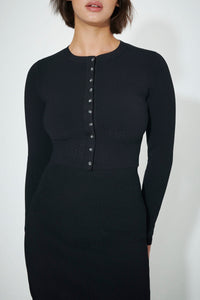 Vb Body Cropped Fitted Cardigan - Black