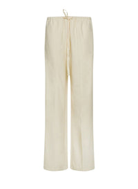 Pantalon élastiqué en laine avec cordon de serrage - Vanille