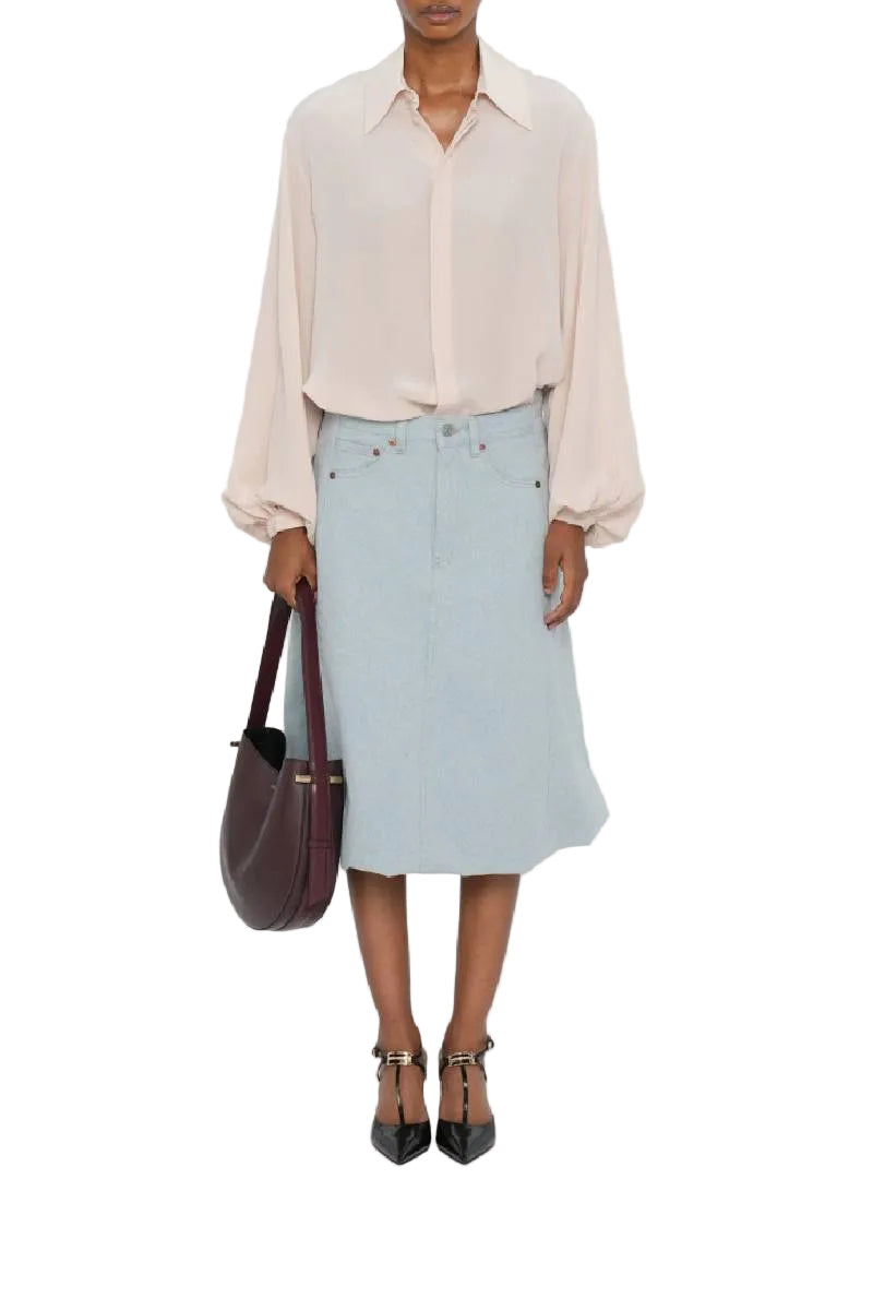 Cocoon Detail Denim Skirt - Light Azul