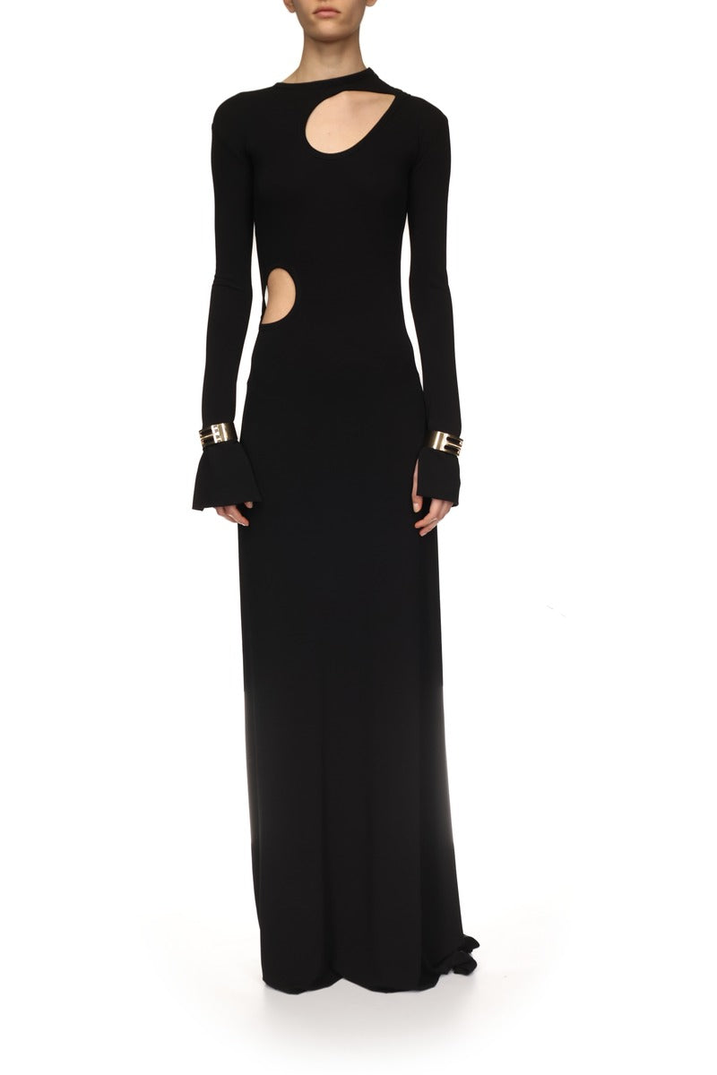 Cut-Out Jersey Floorlength Dress - Black