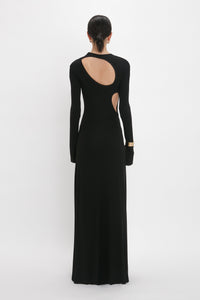 Cut-Out Jersey Floorlength Dress - Black