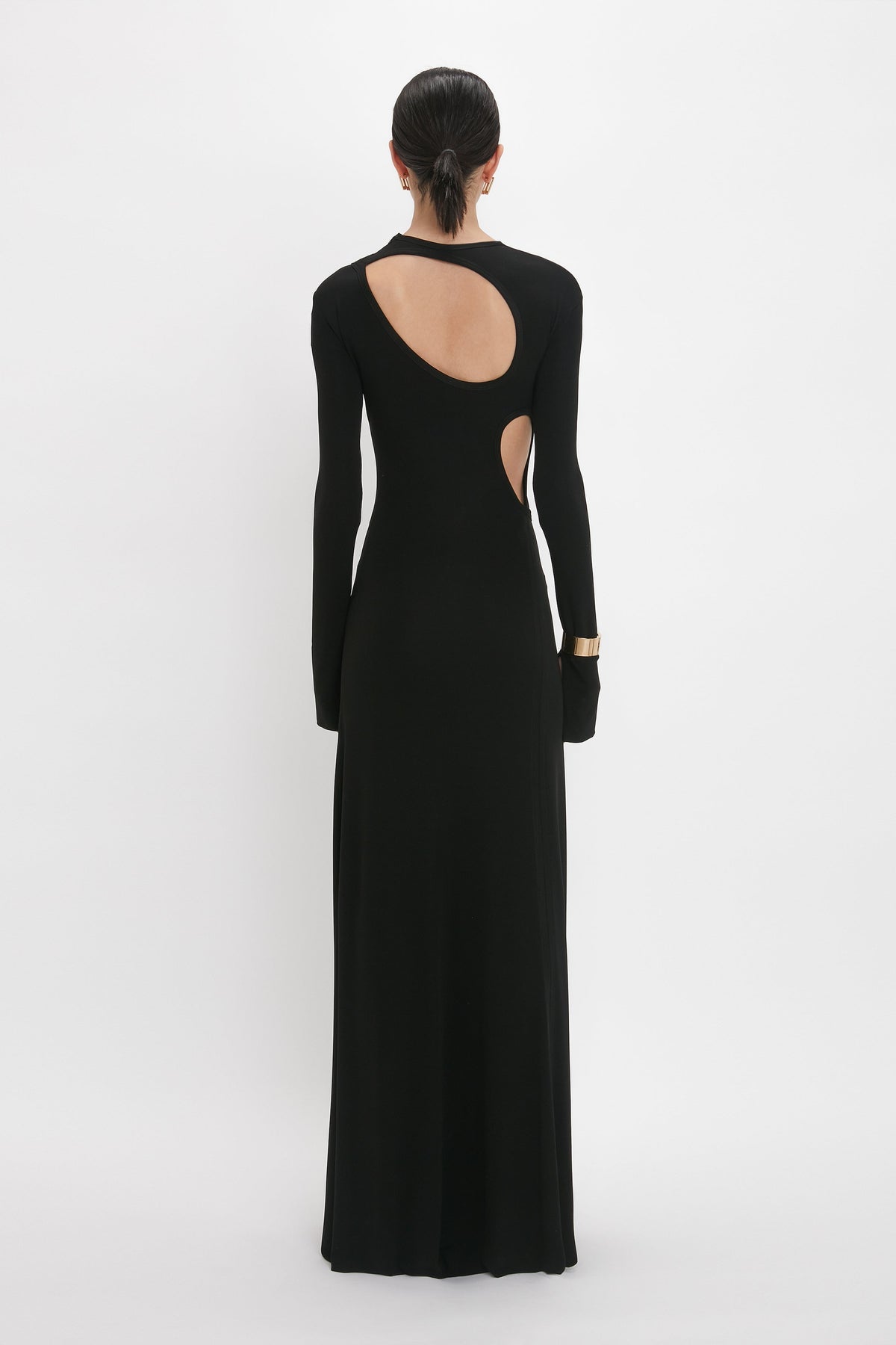 Cut-Out Jersey Floorlength Dress - Black