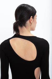 Cut-Out Jersey Floorlength Dress - Black
