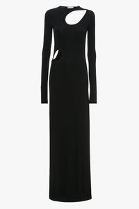 Cut-Out Jersey Floorlength Dress - Black