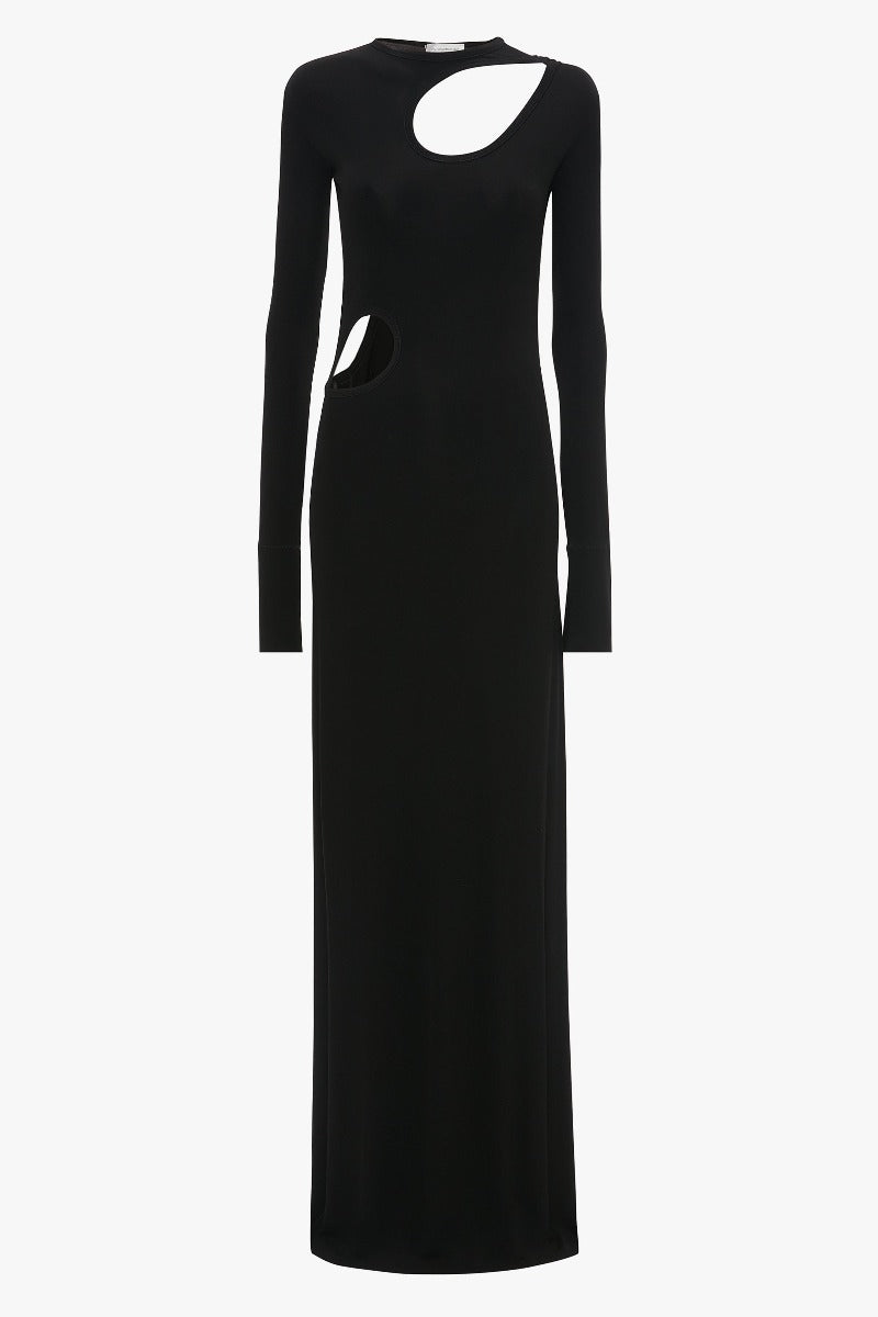 Cut-Out Jersey Floorlength Dress - Black