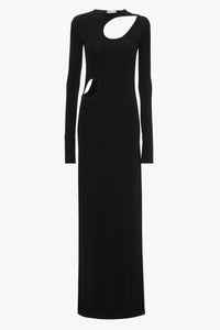 Cut-Out Jersey Floorlength Dress - Black