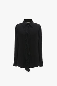 Asymmetric Ruffle Blouse - Black