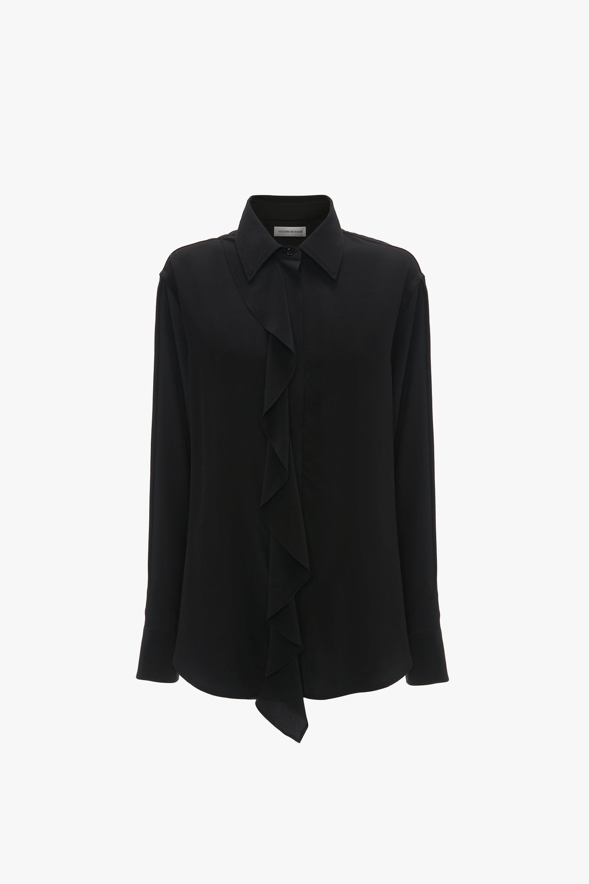 Asymmetric Ruffle Blouse - Black
