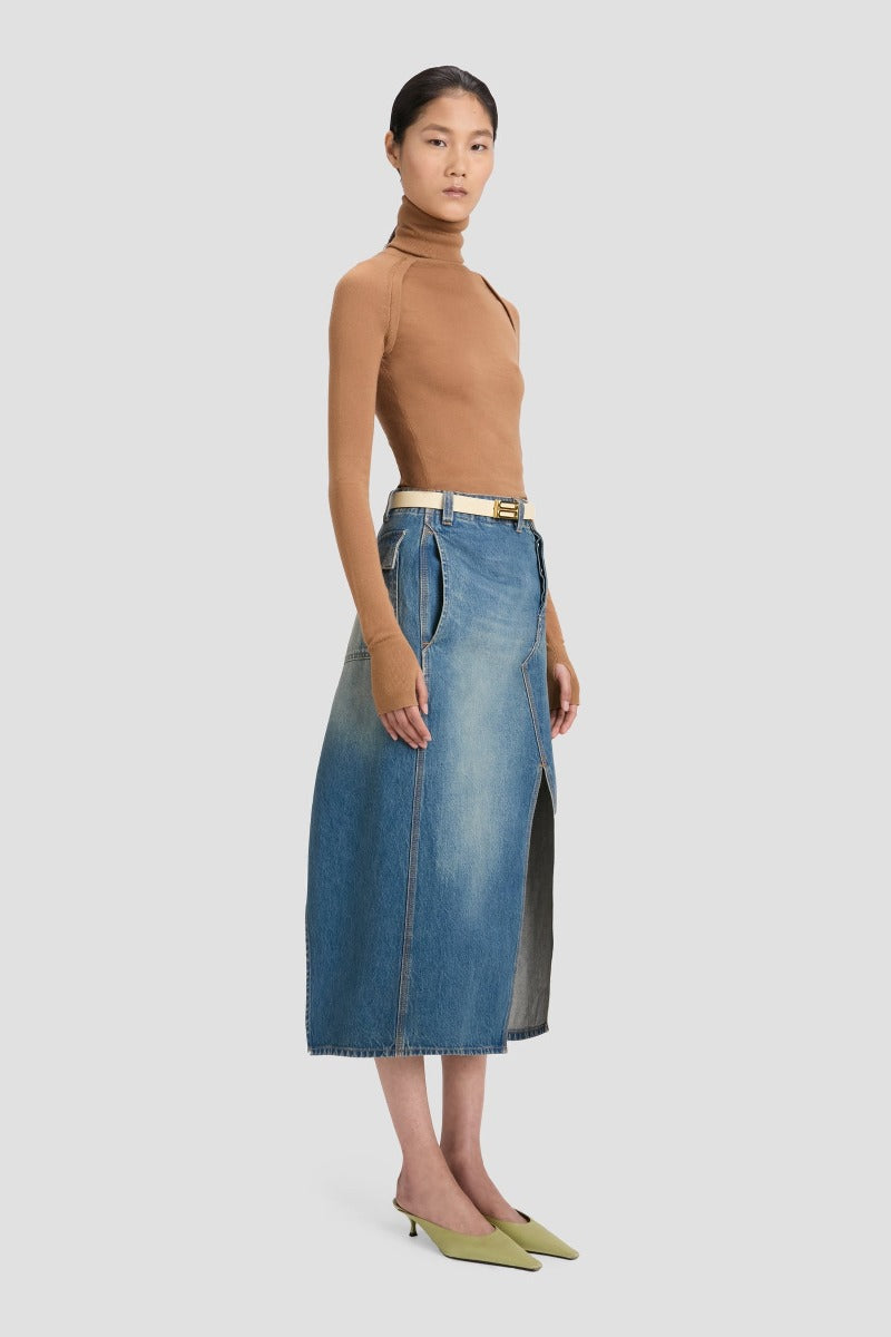 Asymmetric Utility Skirt - Washed Blue