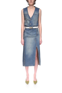 Asymmetric Utility Skirt - Washed Blue