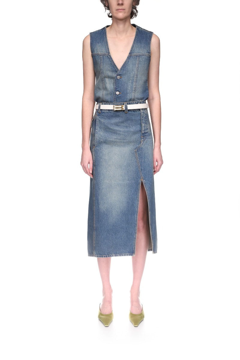 Asymmetric Utility Skirt - Washed Blue