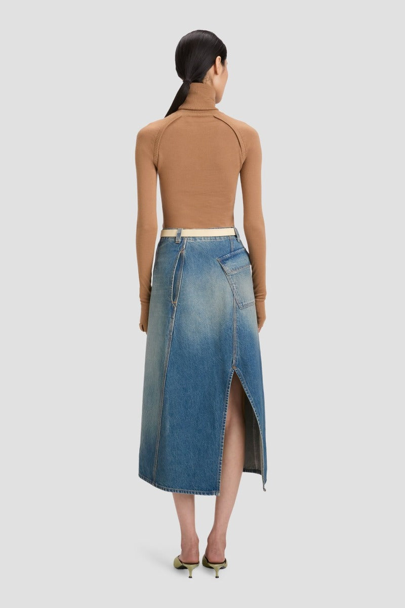 Asymmetric Utility Skirt - Washed Blue