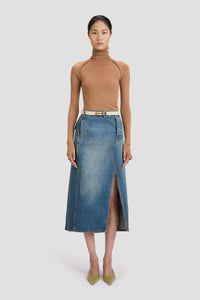 Asymmetric Utility Skirt - Washed Blue