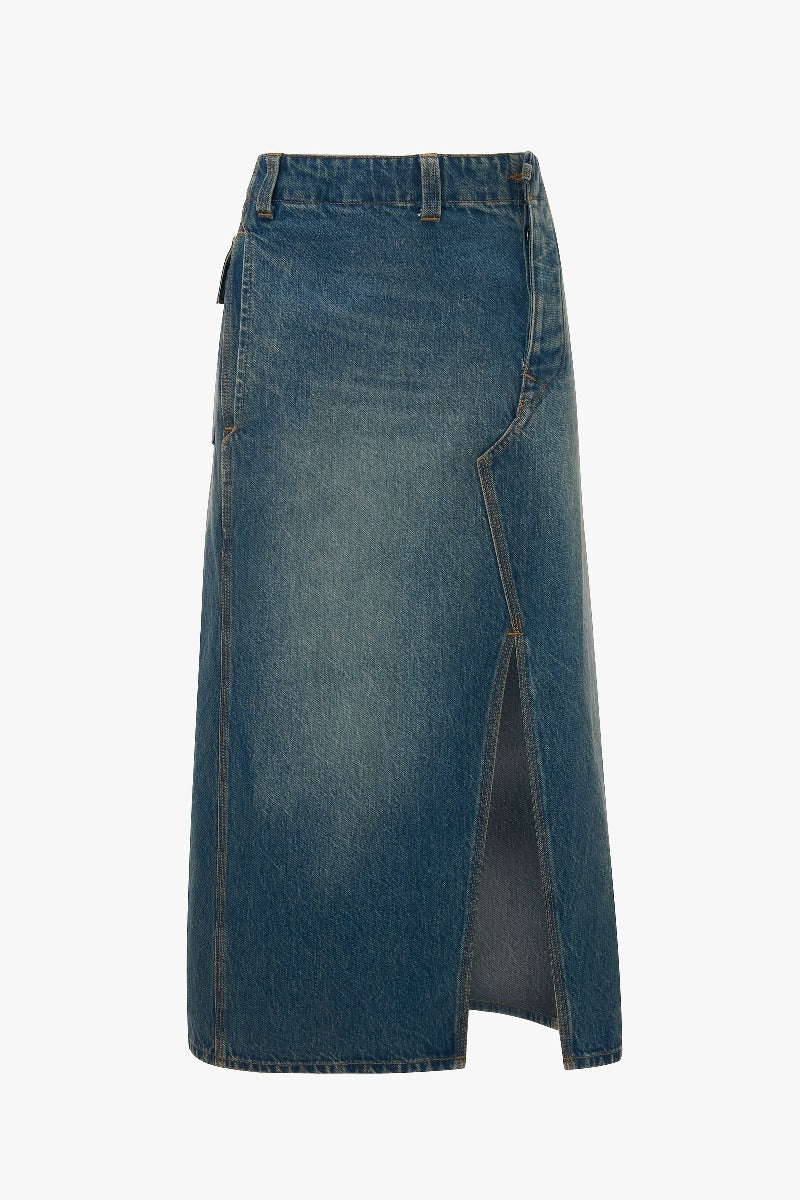 Asymmetric Utility Skirt - Washed Blue