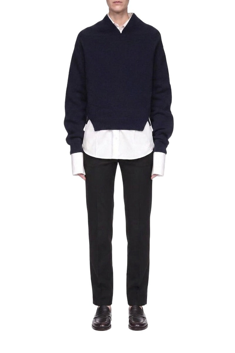 V-Neck Yoke Detail Jumper - Navy