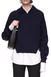 V-Neck Yoke Detail Jumper - Navy