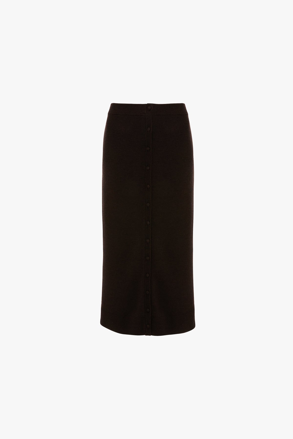 Button Detail Midi Skirt - Dark Chocolate
