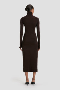 Button Detail Midi Skirt - Dark Chocolate