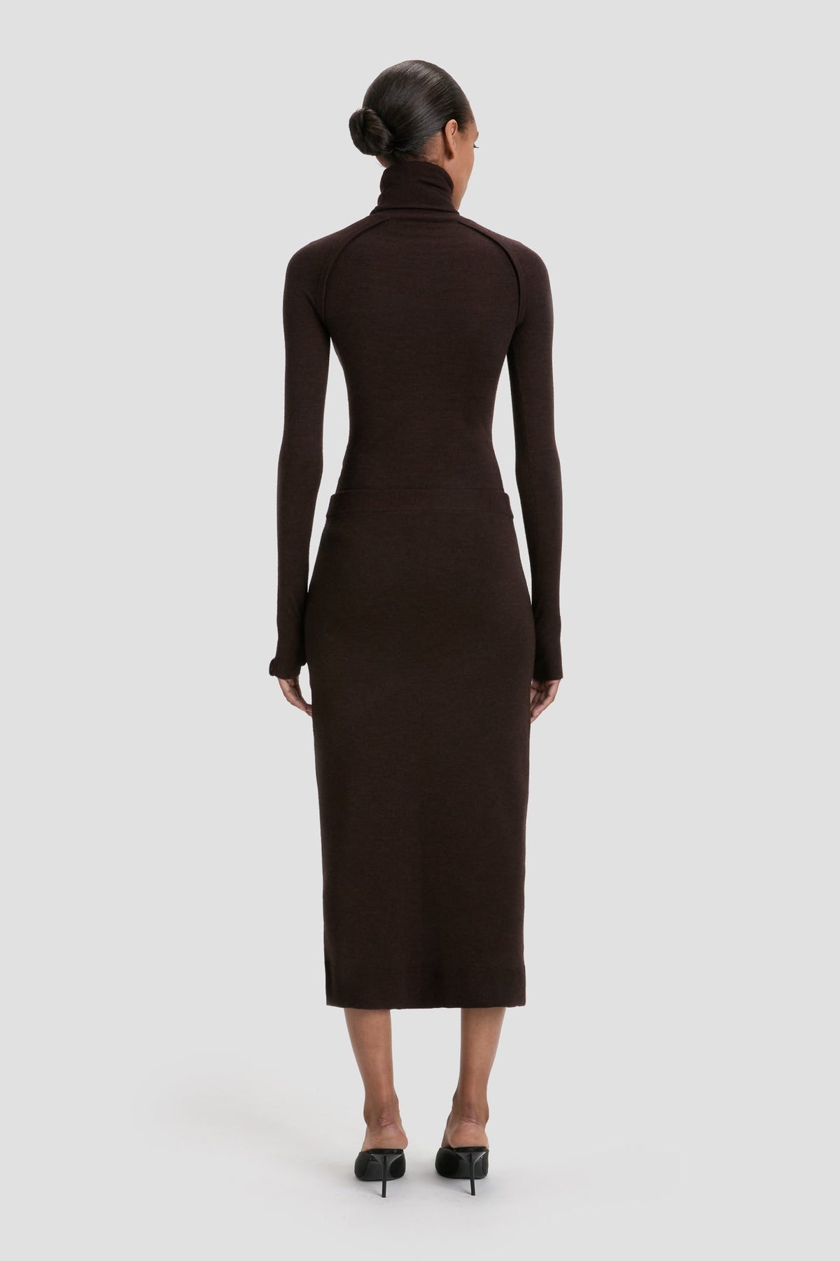 Button Detail Midi Skirt - Dark Chocolate