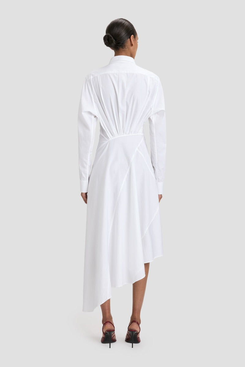 Panelled Shirt Dress - White