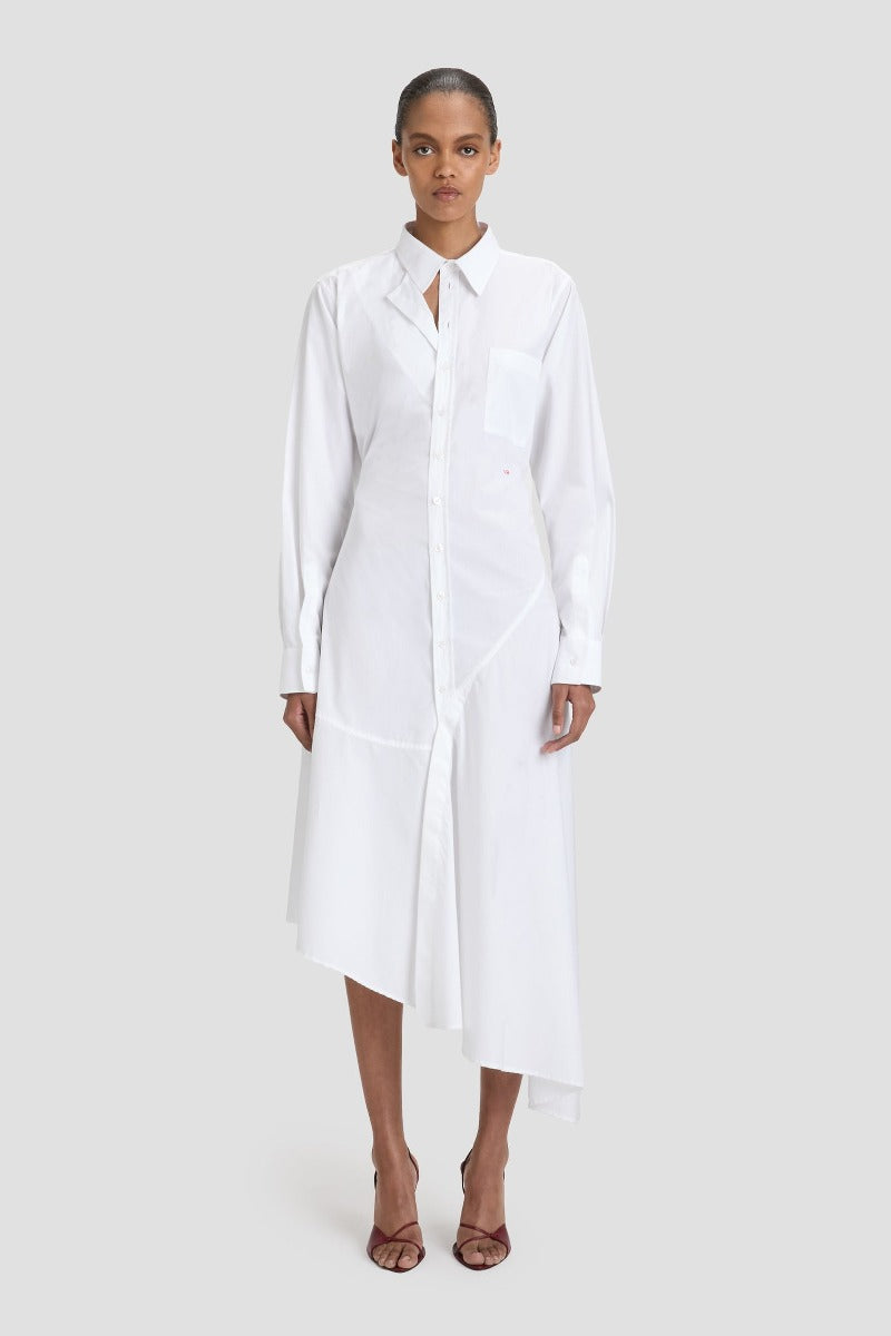 Panelled Shirt Dress - White