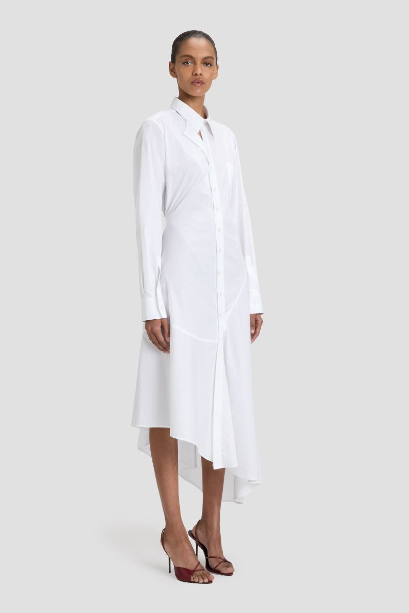 Panelled Shirt Dress - White