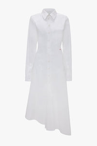 Panelled Shirt Dress - White