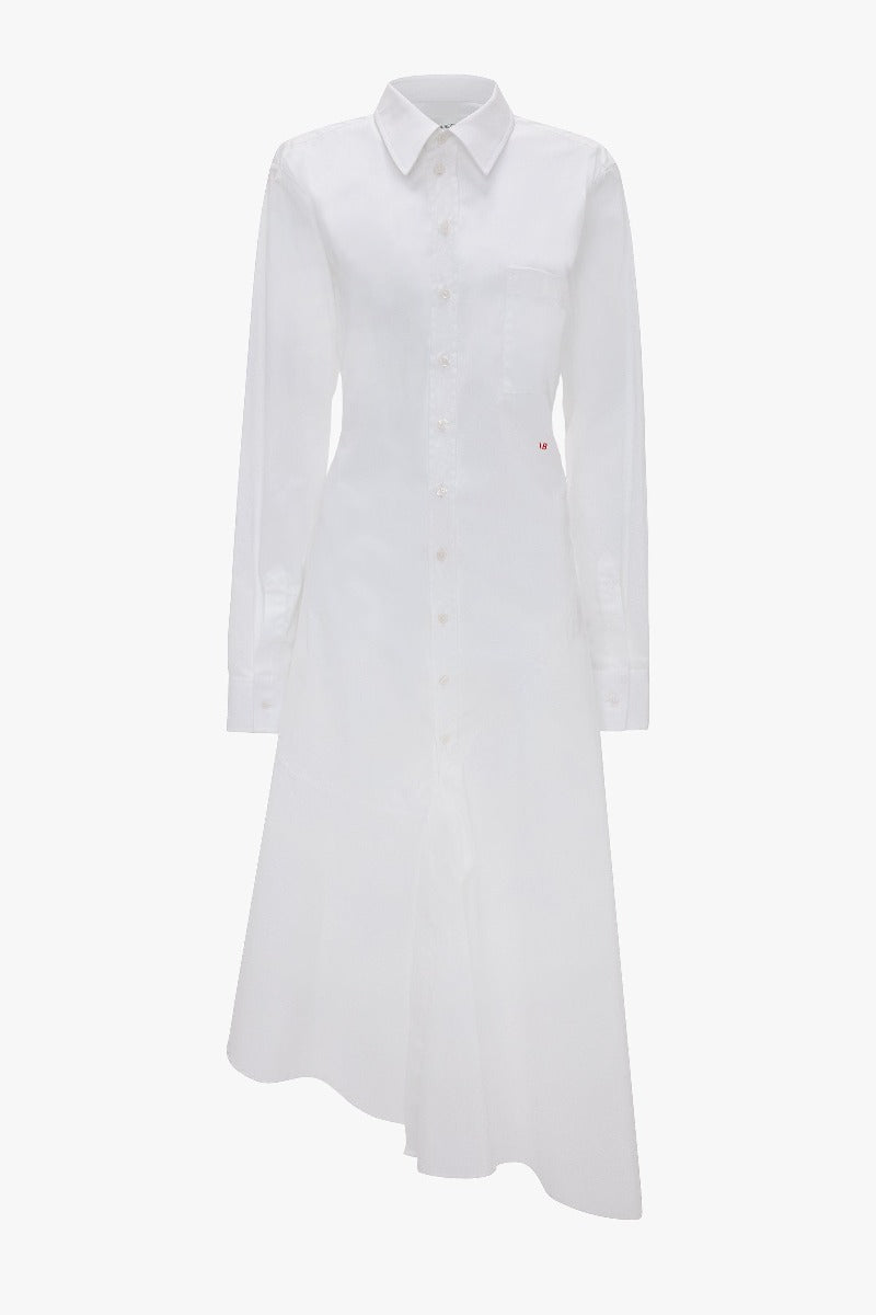 Panelled Shirt Dress - White