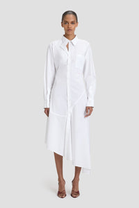 Panelled Shirt Dress - White