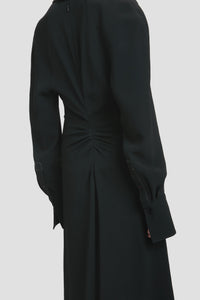 Long Sleeve Polo Collar Midi - Black