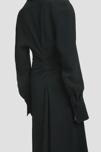 Long Sleeve Polo Collar Midi - Black
