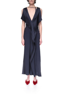 Sleeveless Draped V-Neck Midi - Midnight