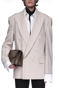 Relaxed Double Breasted Jacket - Pumice