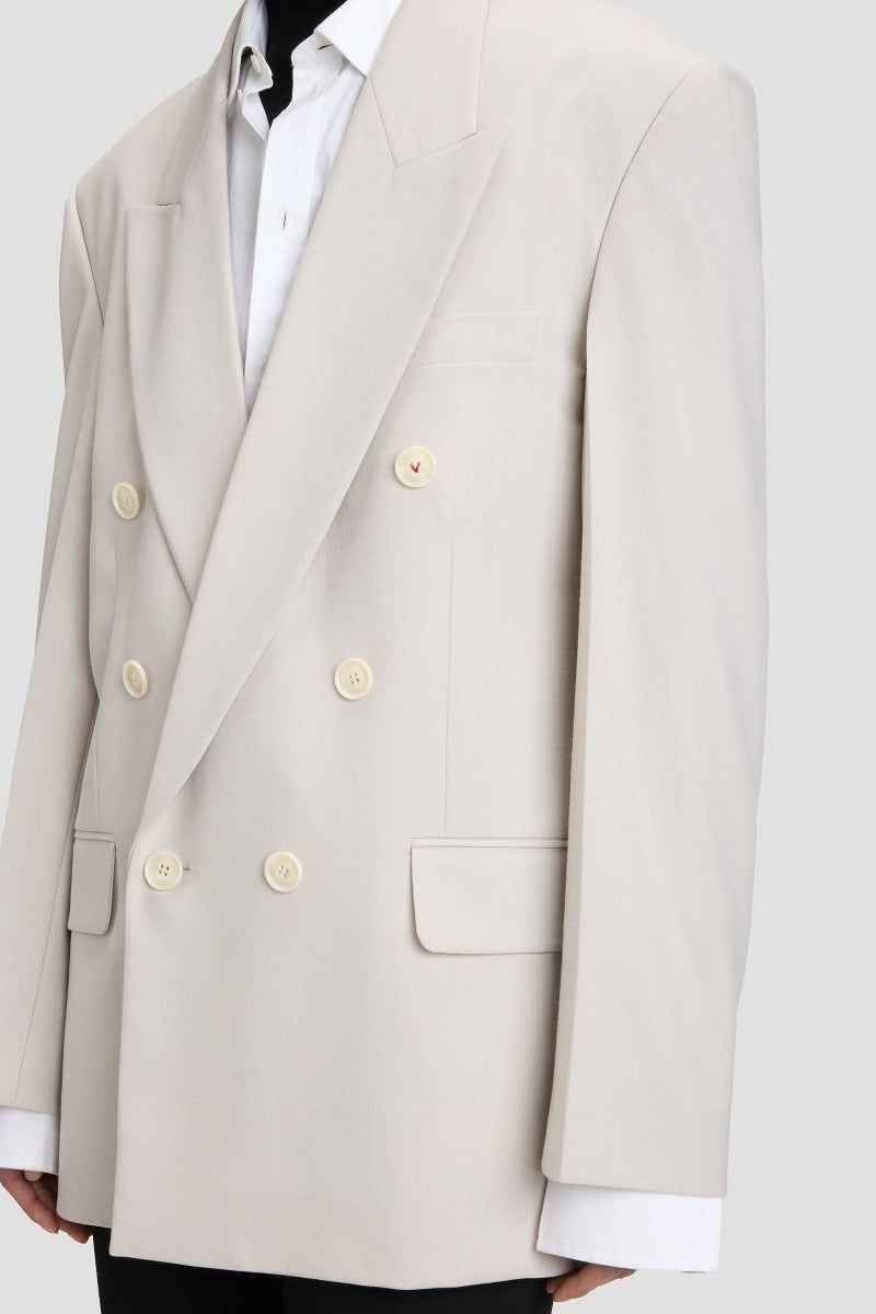 Relaxed Double Breasted Jacket - Pumice
