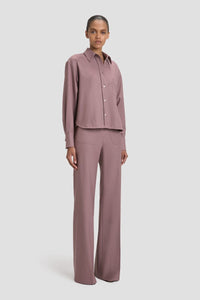 Cropped Long Sleeve Shirt - Mauve