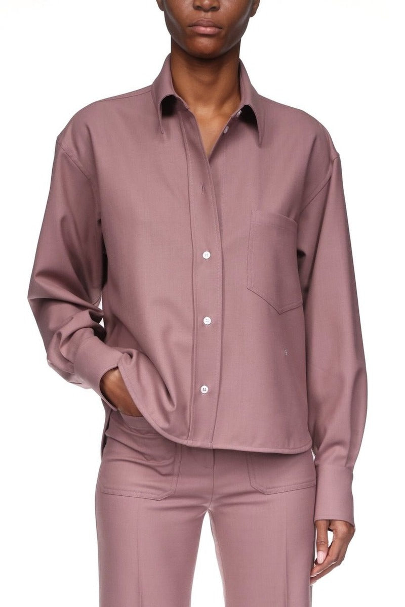 Cropped Long Sleeve Shirt - Mauve