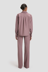 Cropped Long Sleeve Shirt - Mauve