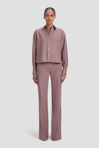 Cropped Long Sleeve Shirt - Mauve